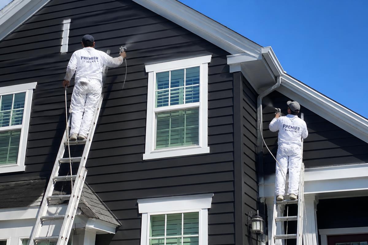 ACME painters spraying a house exterior